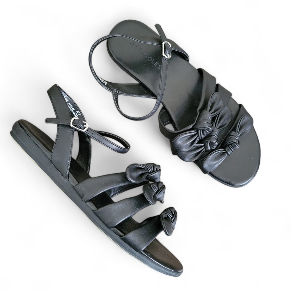 Aerosoles Warsaw strappy black bow sandal size 8.5